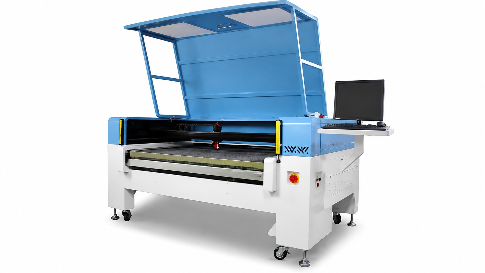 CH1812TT-AT-HD-SCCD laser cutting machine with blue canopy and monitor