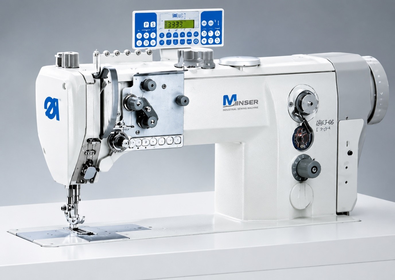 867-M Classic single needle or twin needle lockstitch flat bed sewing machine with integrated direct drive